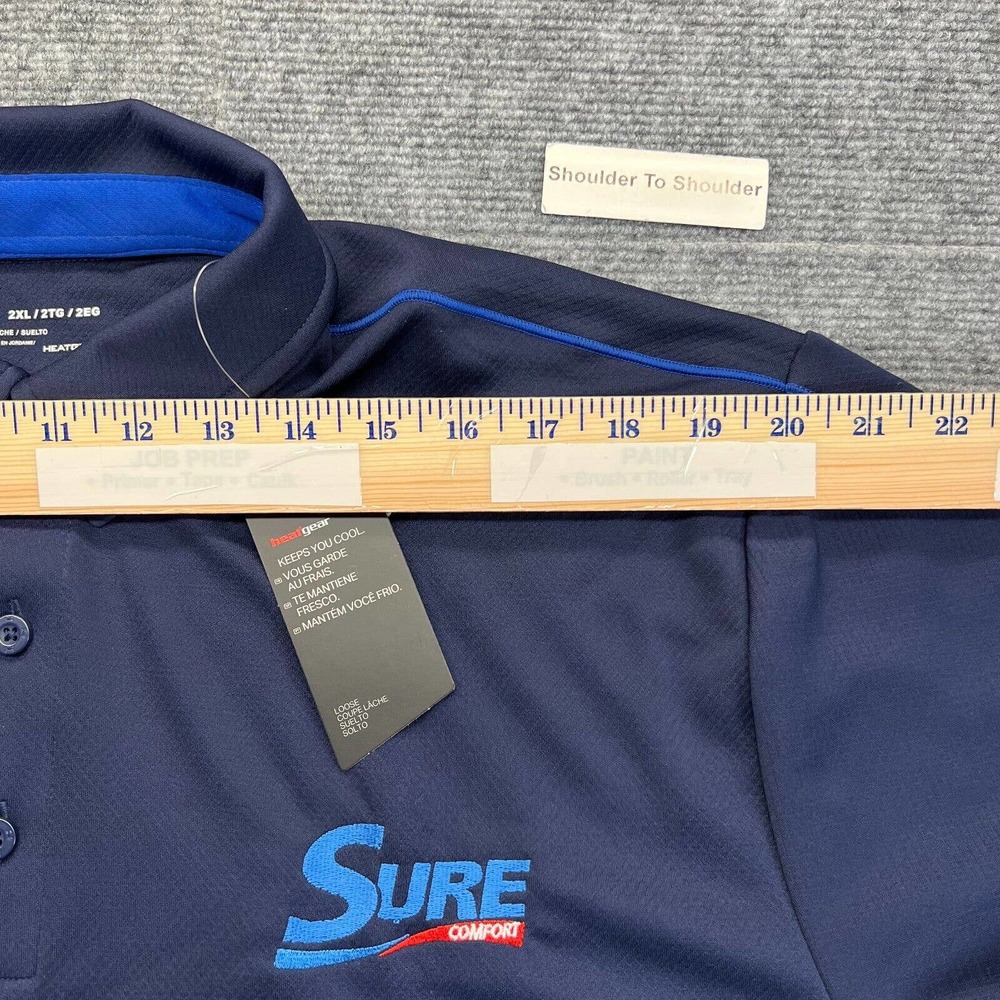 Under Armour Tech Polo Shirt Mens 2XL Blue Short Sleeve HVAC Sure Comfort Logo - Picture 7 of 10
